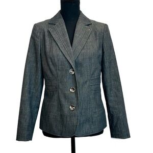 LAURA Petites gray single breasted tailored, structured blazer Sz 4 professional